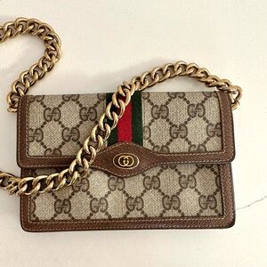 AUTH Gucci Vintage Sherry Line GG Coated Canvas Pouch Clutch Crossbody